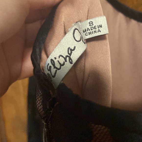 Gorgeous Eliza J black sheer mesh polka dot fit and flare, size 8 - Picture 9 of 12